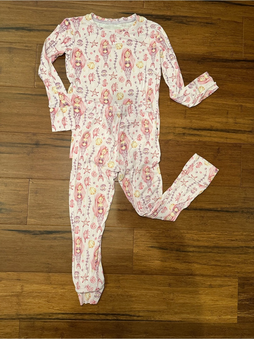 LEV Baby Girls' Pink Mermaid Print Bamboo Pajamas Size 6